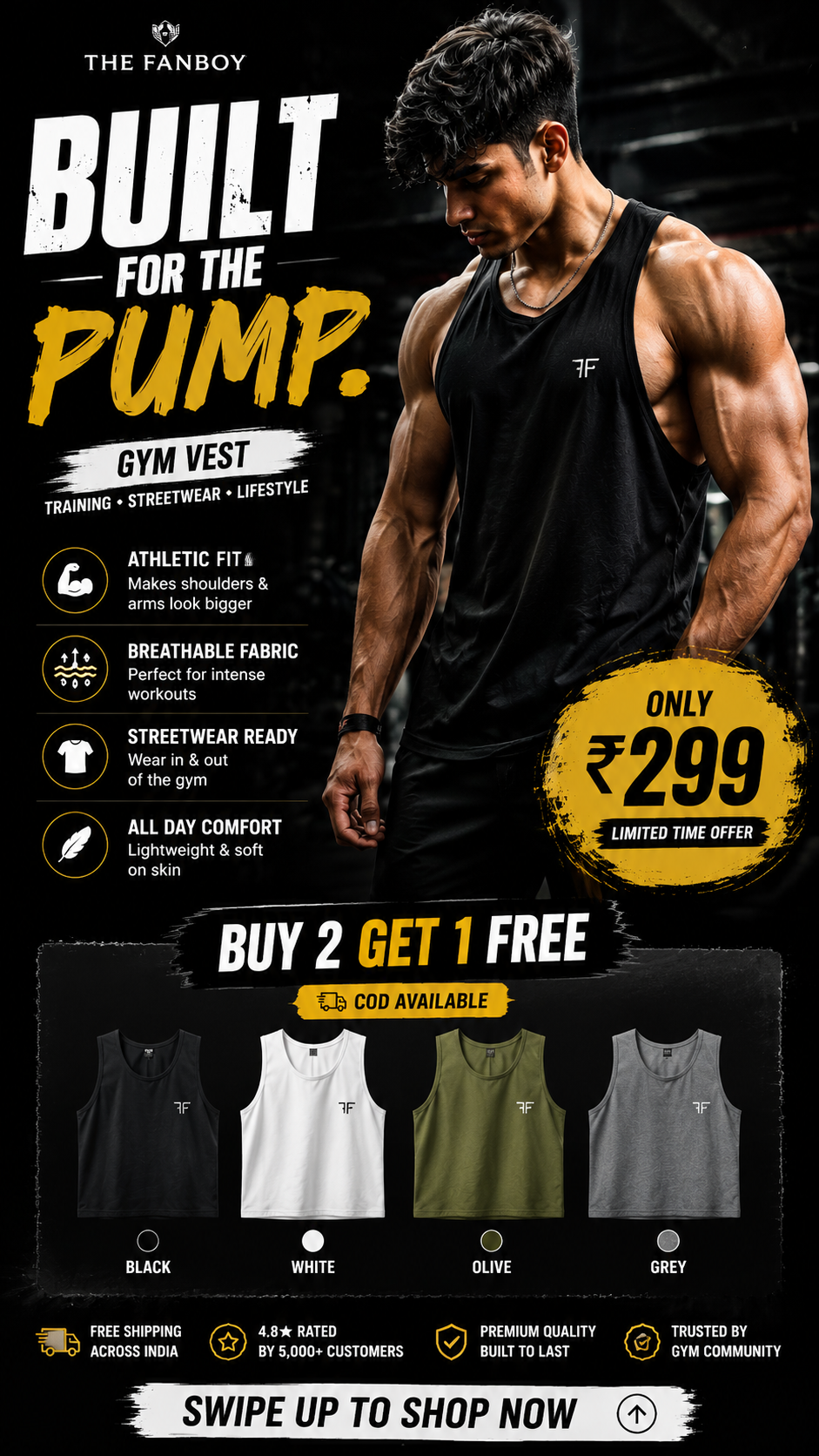 Beast Mode Gym Vest – Black