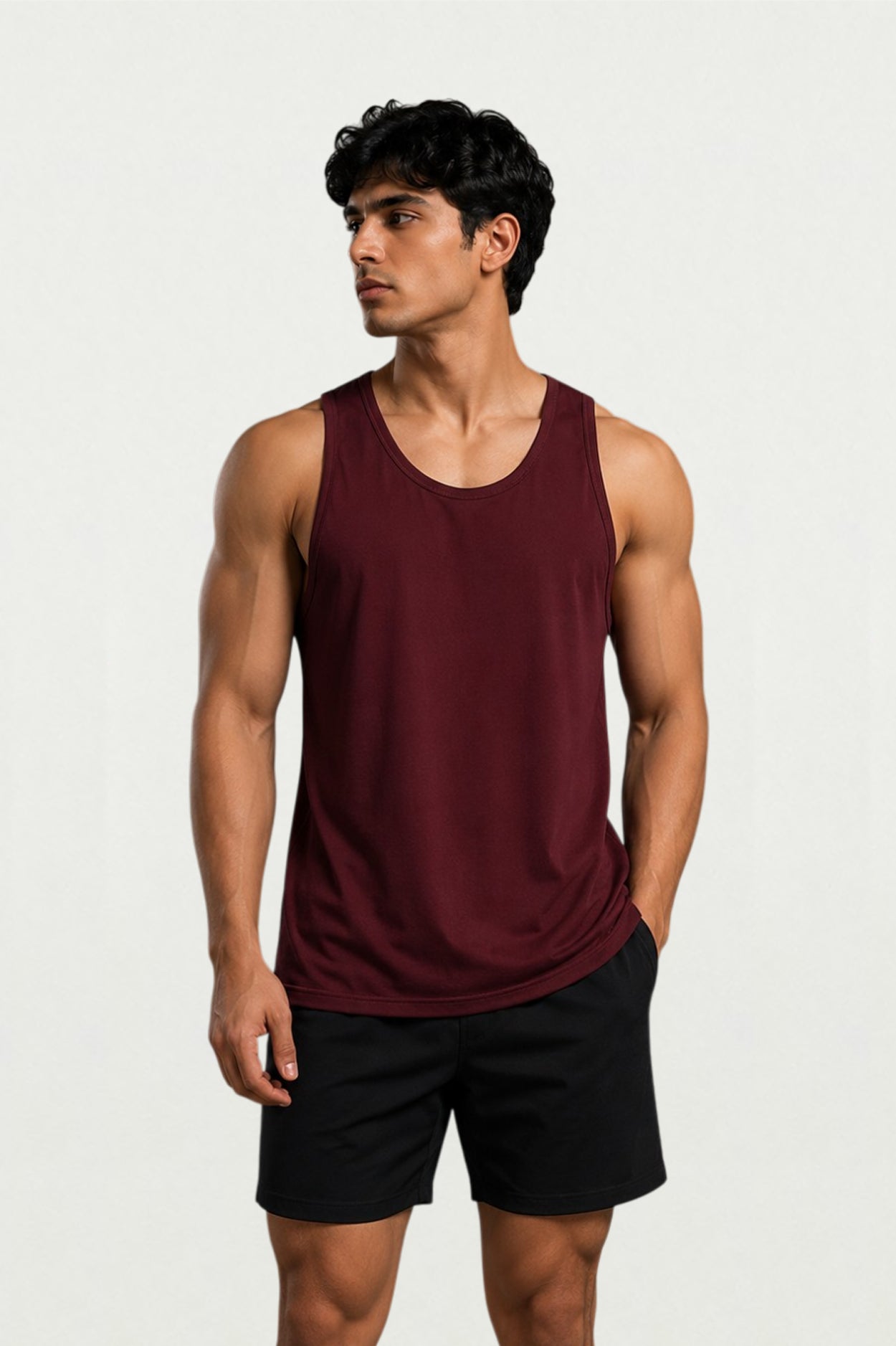 Beast Mode Maroon Gym Vest for Men – Premium Workout Tank Top