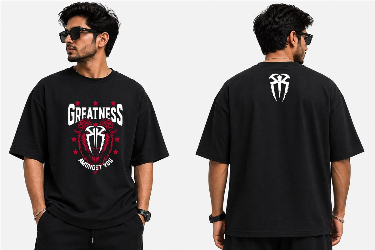 Greatness Amongst You GOAT-inspired wrestling graphic T-shirt featuring bold athletic artwork and premium streetwear styling for wrestling fans by WrestleHub.