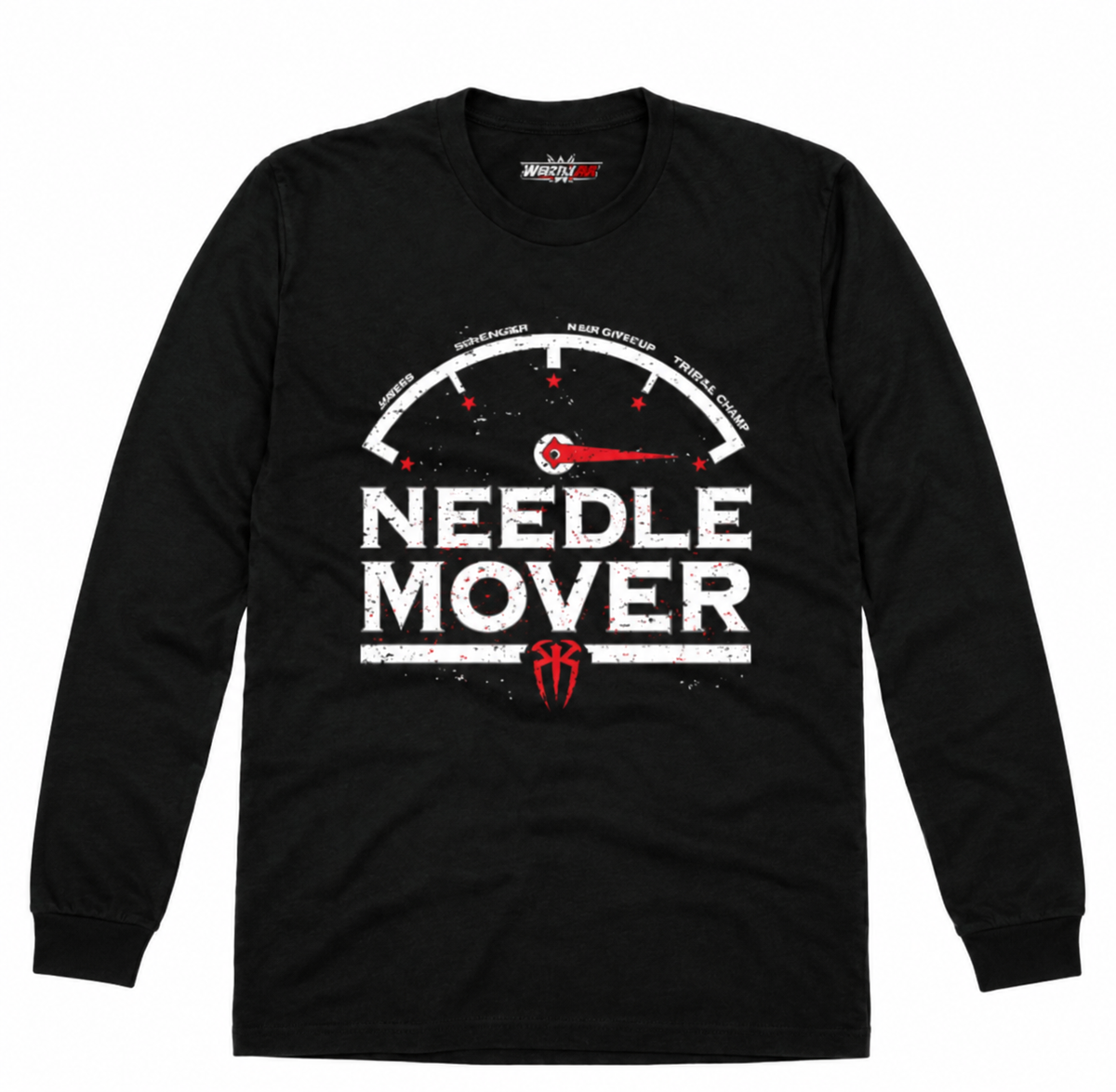 Needle Mover tribal wrestling inspired graphic T-shirt with minimalist front artwork at WrestleHub India