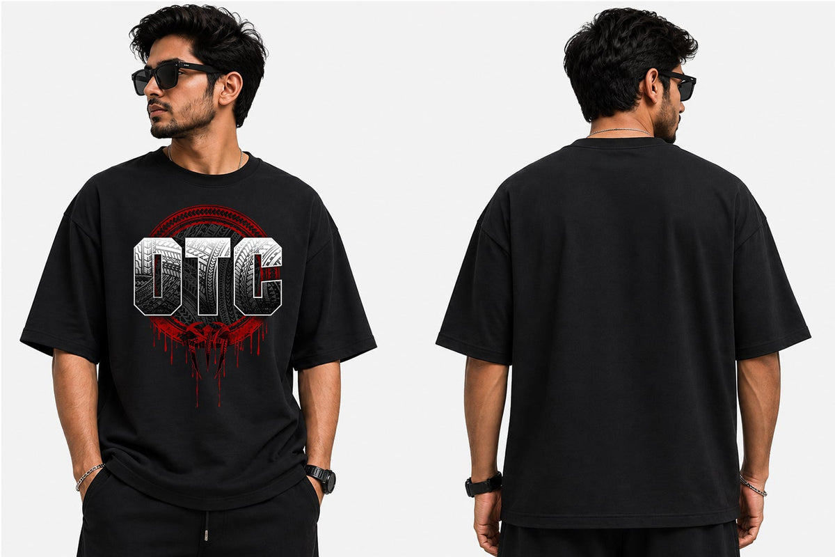 The design centers around the bold “OTC” message, supported by strong typography and graphic elements that create a powerful, athletic aesthetic. The oversized fit adds a contemporary streetwear feel, making the design stand out while remaining easy to style.