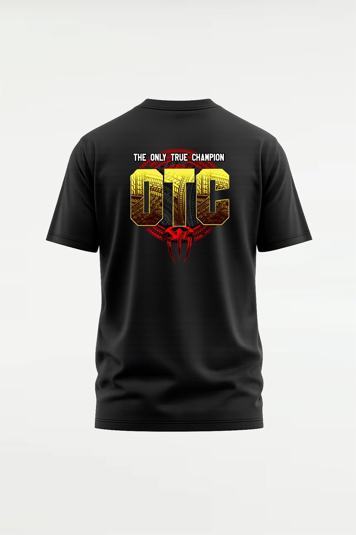 Roman Reigns Aura Cartoon T-Shirt featuring stylized The Only True Champion OTC" graphic on the back print at wrestlehub.in