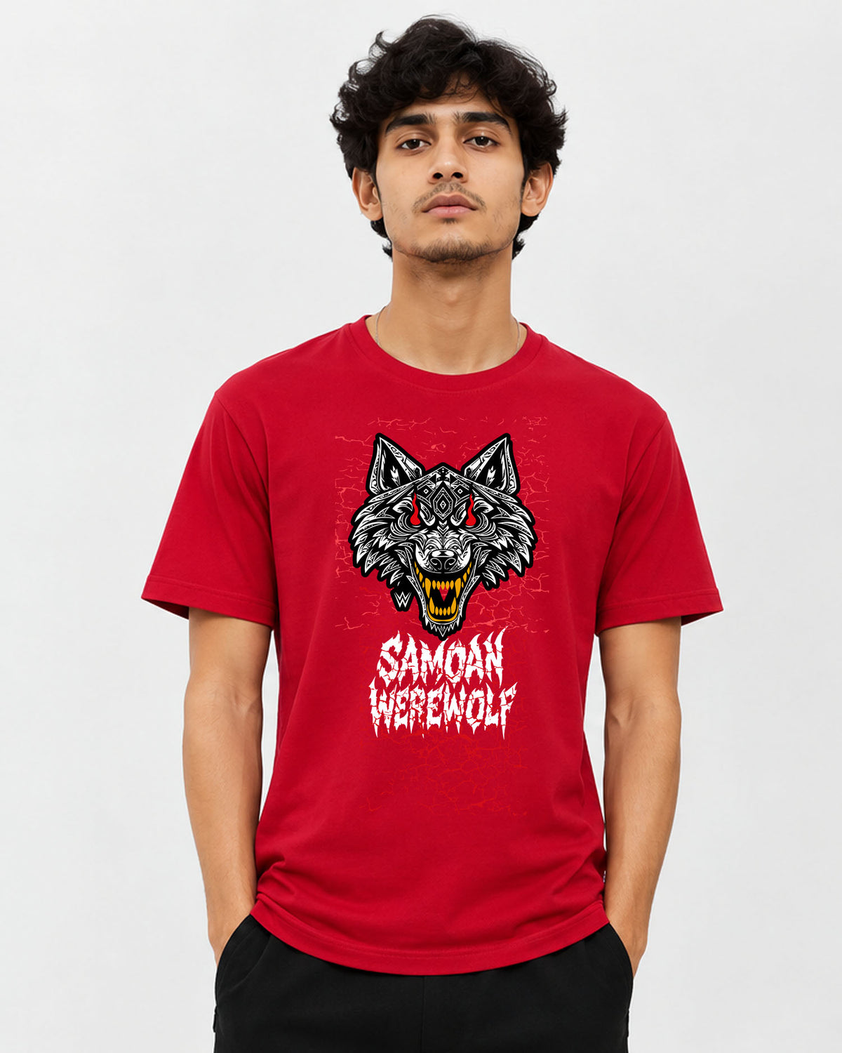 Jacob Fatu tribal wolf head t-shirt black front WrestleHub wrestling inspired streetwear