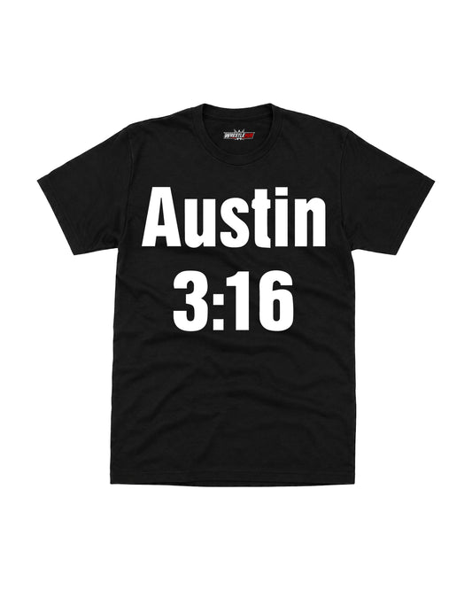 Legend inspired 3:16 wrestling graphic black cotton t-shirt with bold typography front view | WrestleHub India