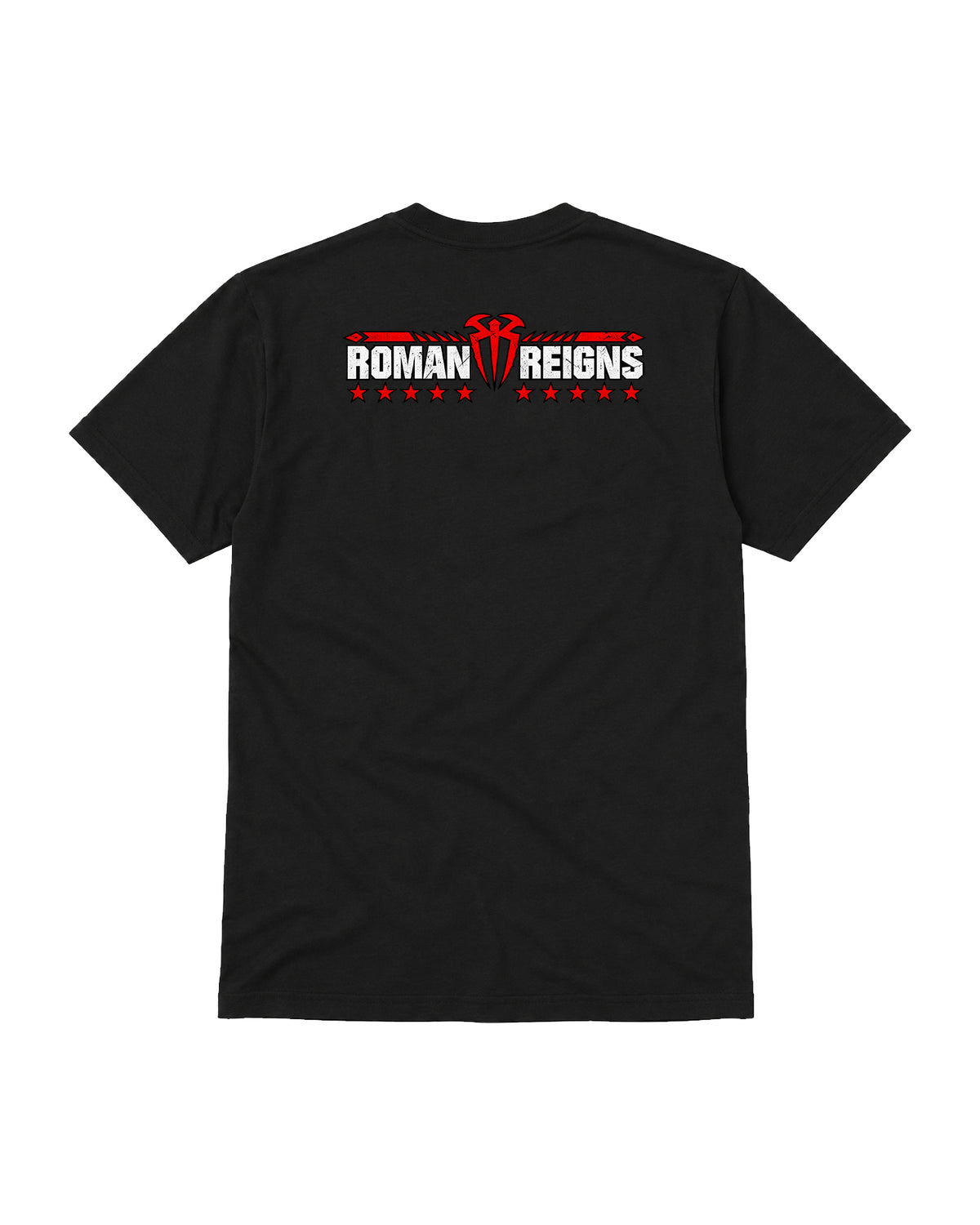 Men’s Black Roman Reigns El Jefe Tribal Original T-Shirt, back view, wrestling-inspired black streetwear T-shirt at WrestleHub.