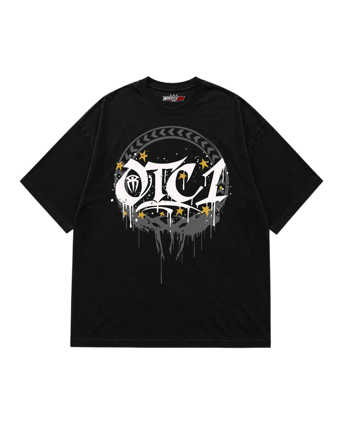 OTC1 gold wrestling inspired oversized graphic T-shirt with bold gold artwork front view | WrestleHub India