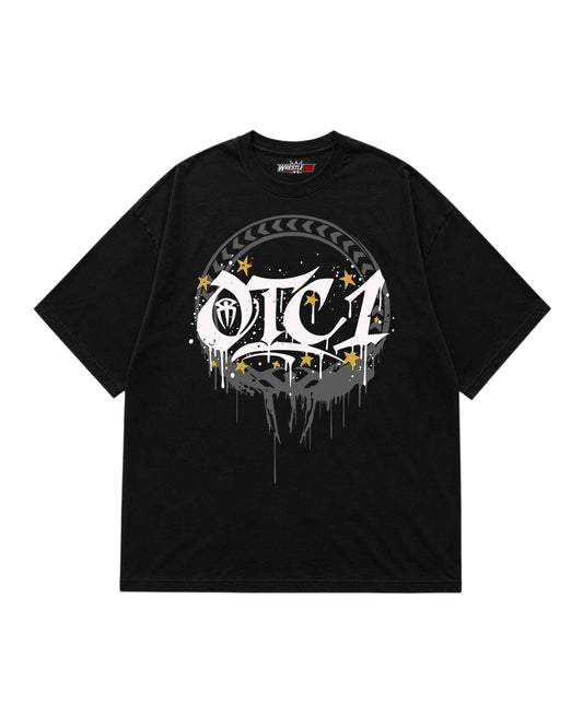 OTC1 gold wrestling inspired oversized graphic T-shirt with bold gold artwork front view | WrestleHub India