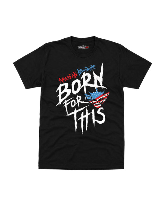 Black patriotic skull graphic t-shirt with distressed red white and blue print, WrestleHub