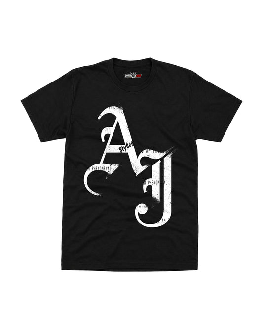 Phenomenal wrestling inspired black t-shirt with distressed white graphic and bold front design