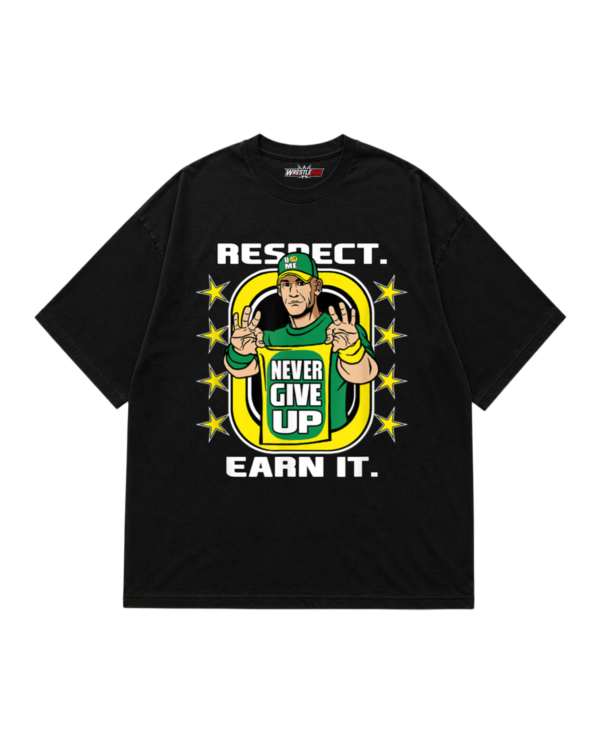 Respect Earn It wrestling inspired motivational graphic t-shirt front print with retro athlete artwork