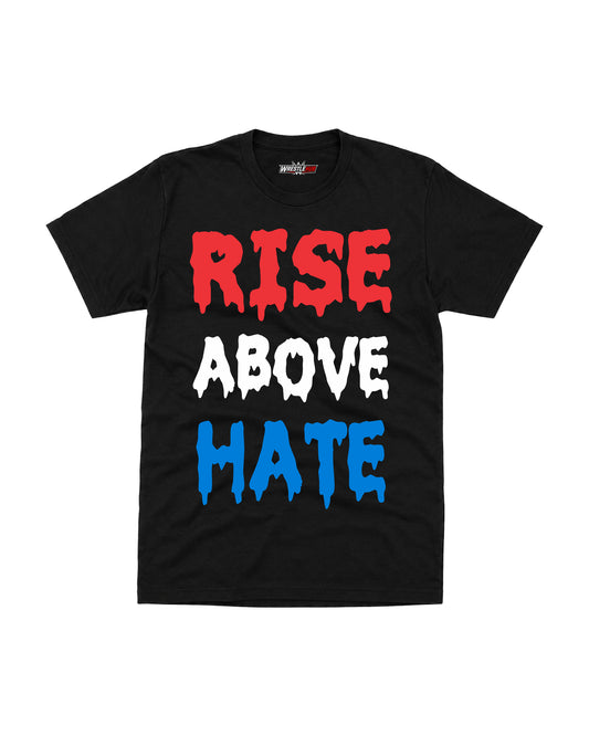 Rise Above Hate wrestling inspired motivational graphic t-shirt with bold typography front view | WrestleHub India
