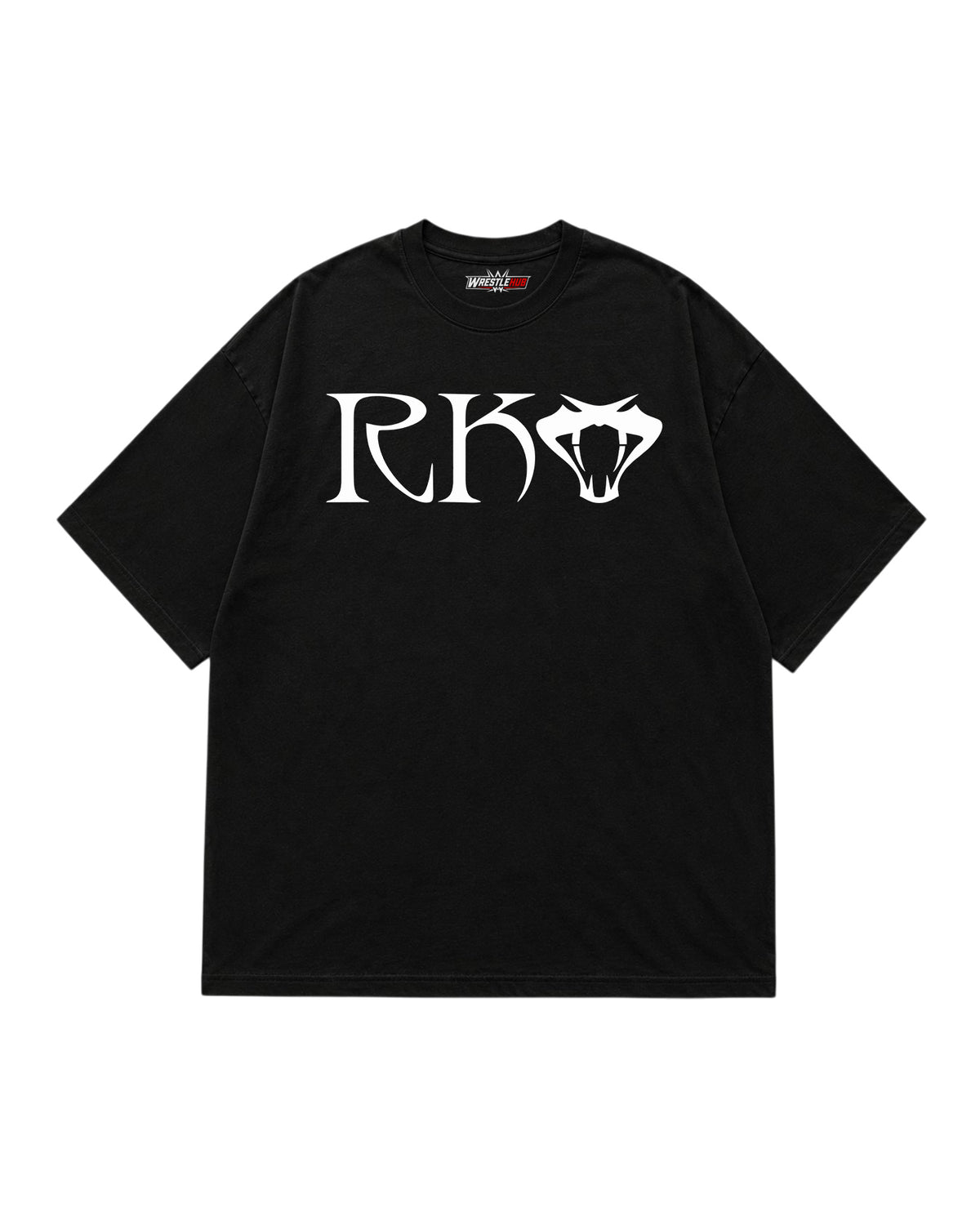 RKO wrestling inspired logo graphic T-shirt with bold logo-style artwork front view | WrestleHub India