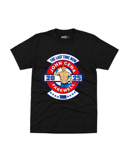 The Last Time Is Now farewell wrestling inspired graphic t-shirt with bold commemorative artwork front view | WrestleHub India