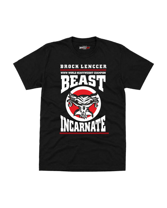 Brock Lesnar Beast black wrestling graphic T-shirt with bull artwork front print